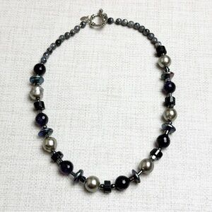 Onyx Pearl Hematite Beaded Necklace